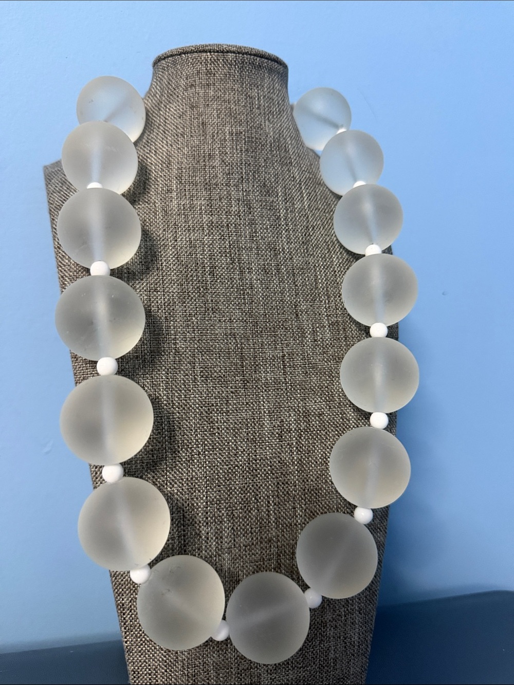 Sassy Jones Dina Frosted White Beaded Necklace